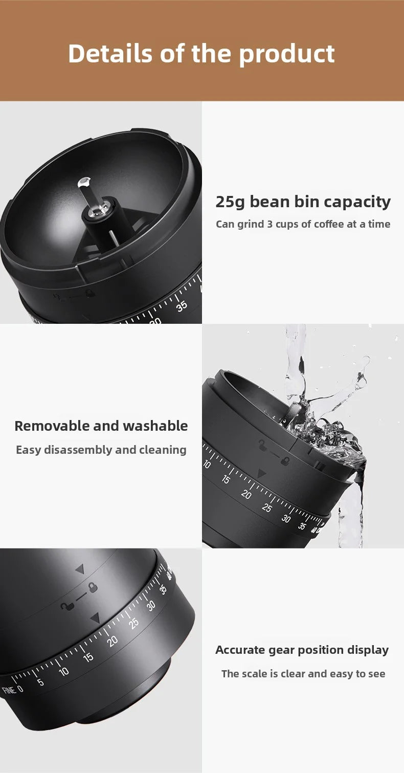 New portable USB electric coffee bean grinder with 40 levels, external adjustable 1800mAh rechargeable home mini coffee machine