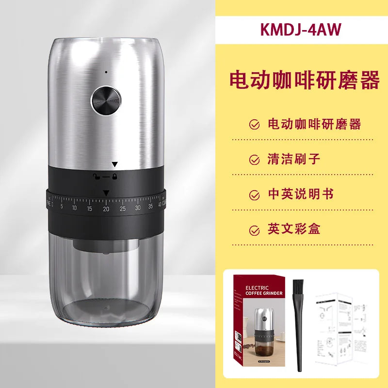 New portable USB electric coffee bean grinder with 40 levels, external adjustable 1800mAh rechargeable home mini coffee machine