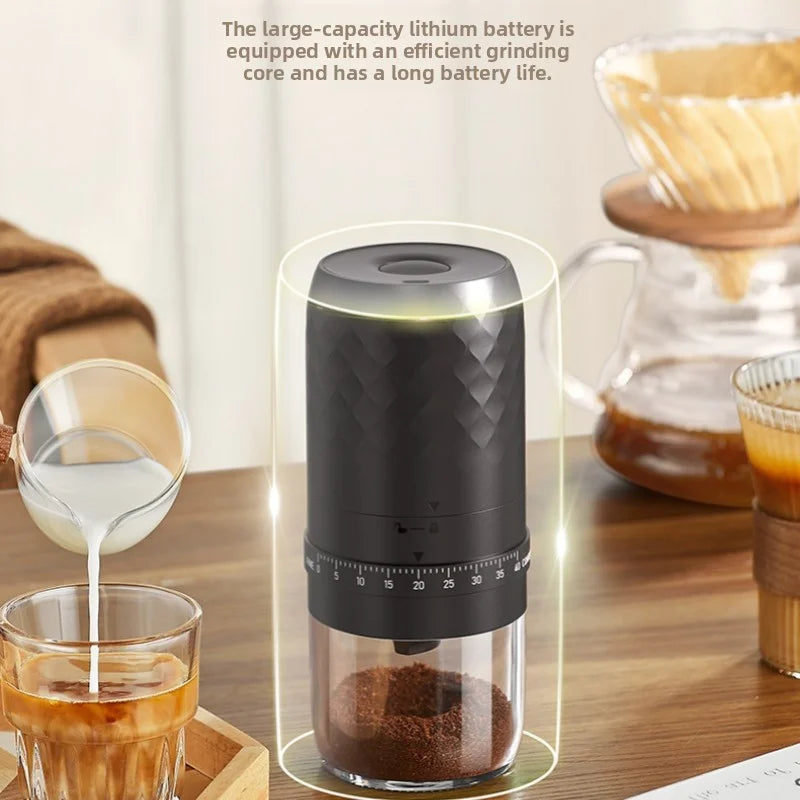 New portable USB electric coffee bean grinder with 40 levels, external adjustable 1800mAh rechargeable home mini coffee machine