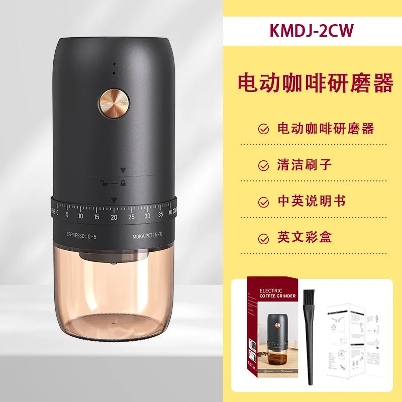 New portable USB electric coffee bean grinder with 40 levels, external adjustable 1800mAh rechargeable home mini coffee machine